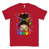 Red LGBTQ+ Messy Bun With Colorful Stars Classic Tee - BundleAndBundleShop
