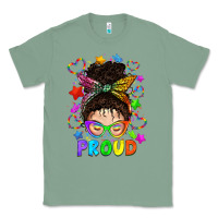 Sage LGBTQ+ Messy Bun With Colorful Stars Classic Tee - BundleAndBundleShop