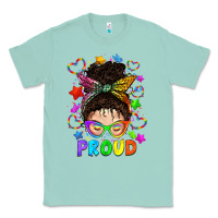 Seafoam LGBTQ+ Messy Bun With Colorful Stars Classic Tee - BundleAndBundleShop