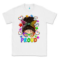 White LGBTQ+ Messy Bun With Colorful Stars Classic Tee - BundleAndBundleShop