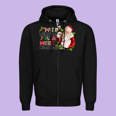 We Whiskey You A Merry Christmas Zipper Hoodie Designed By Cowgirlartshop