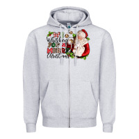 Heather Grey we whiskey you a merry christmas Zipper Hoodie - CowGirlArtShop