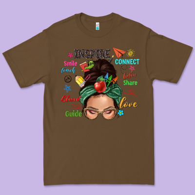 Teacher Messy Bun Caucasian Premium Tee Designed By Nancycooperartshop