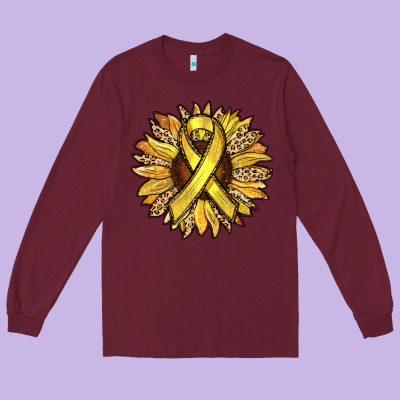 Child Cancer Awareness Sunflower Long Sleeve Tee Designed By Ranaportraitstore