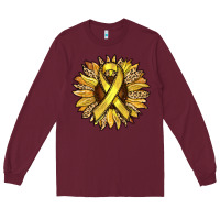 Burgundy Child Cancer Awareness Sunflower Long Sleeve Tee - RanaPortraitStore