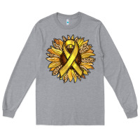 Heather Grey Child Cancer Awareness Sunflower Long Sleeve Tee - RanaPortraitStore