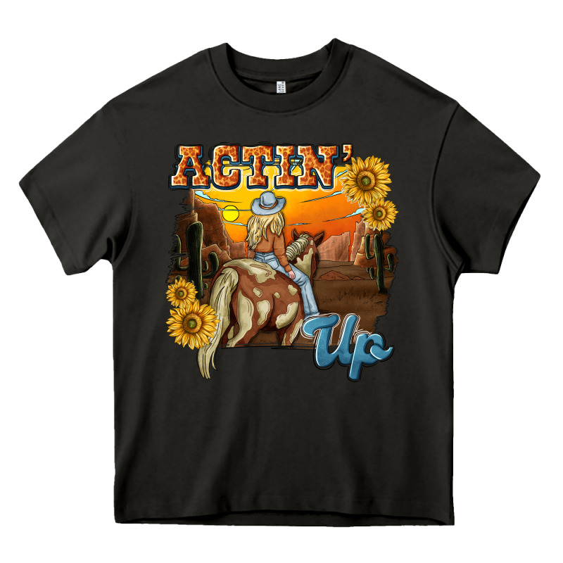Actinup With Cowgirl Heavy Core Tee by NancyCooperArtShop | Teevron