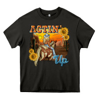 Asphalt actinup with cowgirl Heavy Core Tee - NancyCooperArtShop
