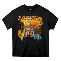 Black actinup with cowgirl Heavy Core Tee - NancyCooperArtShop