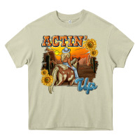 Mossy actinup with cowgirl Heavy Core Tee - NancyCooperArtShop