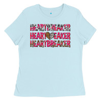 Baby Blue heartbreaker with leopard and cowhide Ladies Tee - NancyCooperArtShop