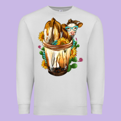 Simmental Cow Bobba Cup Premium Sweatshirt Designed By Fadigitalartstudio