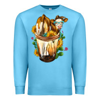 Ocean Blue Simmental Cow Bobba Cup Premium Sweatshirt - FaDigitalArtStudio