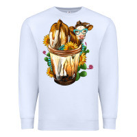 White Simmental Cow Bobba Cup Premium Sweatshirt - FaDigitalArtStudio