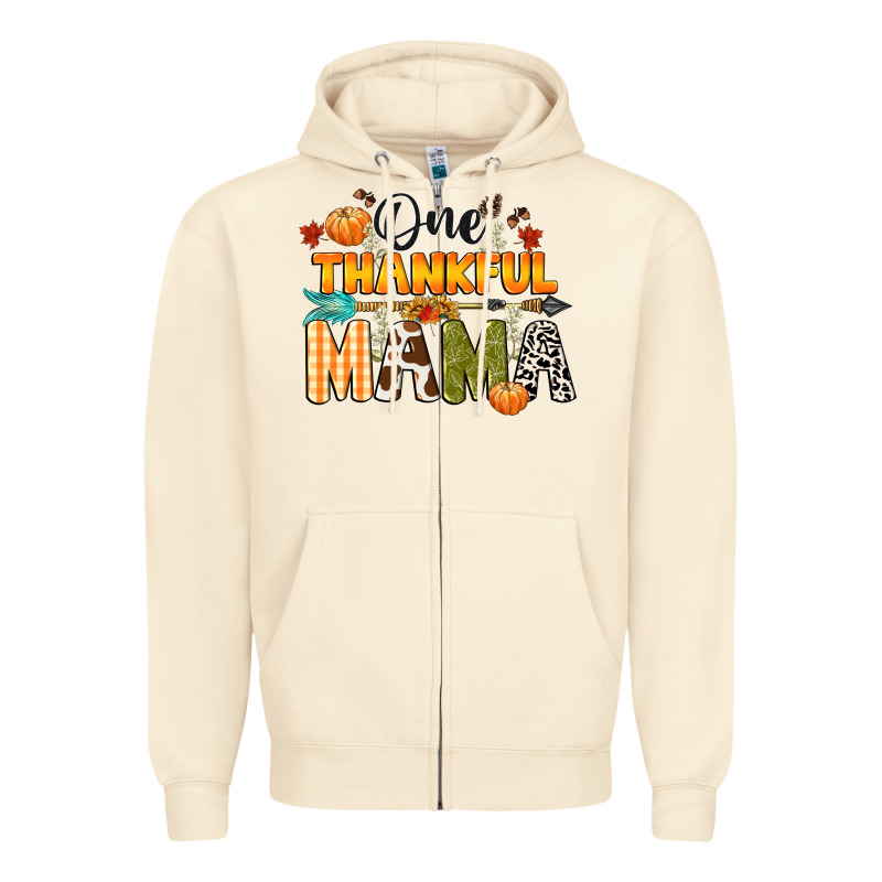 One Thankful Mama Zipper Hoodie by CowGirlArtShop | Teevron
