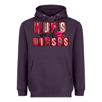 Plum Hugs and kisses Valentine's Day Heavyweight Hoodie - FaDigitalArtStudio