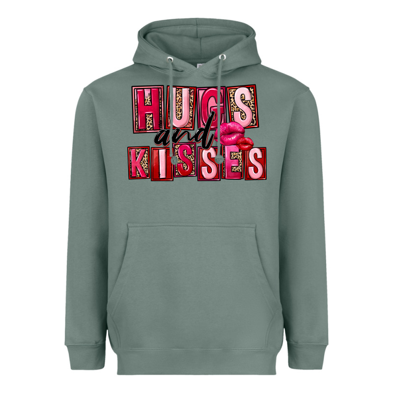 Hugs And Kisses Valentine's Day Heavyweight Hoodie by FaDigitalArtStudio | Teevron