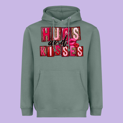 Hugs And Kisses Valentine's Day Heavyweight Hoodie Designed By Fadigitalartstudio