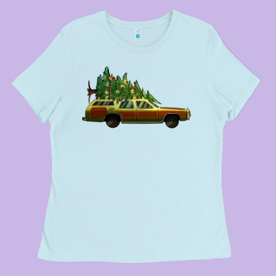 Christmas Vacation Car Ladies Tee Designed By Jasminsmagicworld