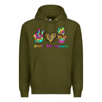 Army Green peace love summer Premium Hoodie - JahusDesignShop