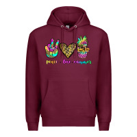 Burgundy peace love summer Premium Hoodie - JahusDesignShop