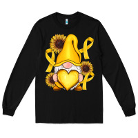 Black Childhood Cancer gnome Long Sleeve Tee - RanaPortraitStore
