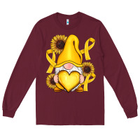 Burgundy Childhood Cancer gnome Long Sleeve Tee - RanaPortraitStore