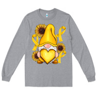 Heather Grey Childhood Cancer gnome Long Sleeve Tee - RanaPortraitStore