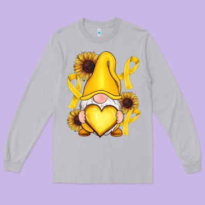Childhood Cancer Gnome Long Sleeve Tee Designed By Ranaportraitstore