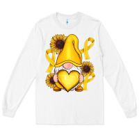 White Childhood Cancer gnome Long Sleeve Tee - RanaPortraitStore