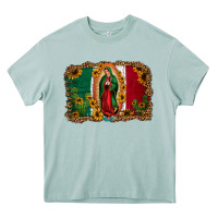 Arona our lady of Guadalupe Mexican flag background Heavy Core Tee - Jasminsmagicworld