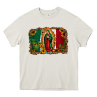 Cream our lady of Guadalupe Mexican flag background Heavy Core Tee - Jasminsmagicworld