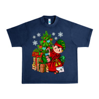 Navy Santa's Elf Christmas Urban Heavy Tee - BundleAndBundleShop