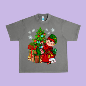 Santa's Elf Christmas Urban Heavy Tee Designed By Bundleandbundleshop