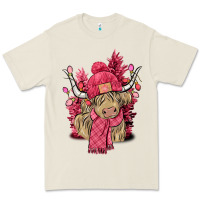 Bone Pink winter long haired Cow Premium Tee - NancyCooperArtShop