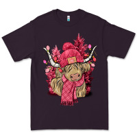 Plum Pink winter long haired Cow Premium Tee - NancyCooperArtShop