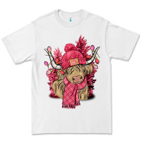 White Pink winter long haired Cow Premium Tee - NancyCooperArtShop
