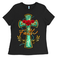 Black cross faith Ladies Tee - BarkalooDesign