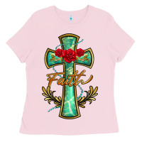 Bubblegum Pink cross faith Ladies Tee - BarkalooDesign