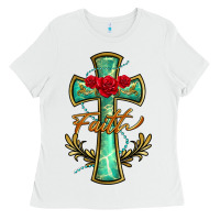 White cross faith Ladies Tee - BarkalooDesign