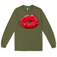 Army Green kiss Long Sleeve Tee - RanaPortraitStore