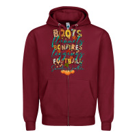 Burgundy boots flannels bonfires football Zipper Hoodie - CowGirlArtShop