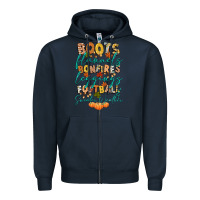 Navy boots flannels bonfires football Zipper Hoodie - CowGirlArtShop