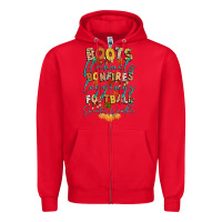 Red boots flannels bonfires football Zipper Hoodie - CowGirlArtShop