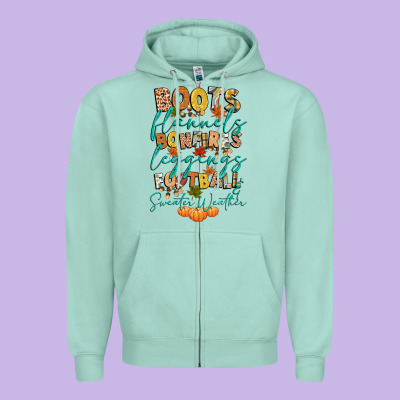 Boots Flannels Bonfires Football Zipper Hoodie Designed By Cowgirlartshop