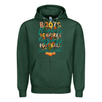 Sports Green boots flannels bonfires football Zipper Hoodie - CowGirlArtShop