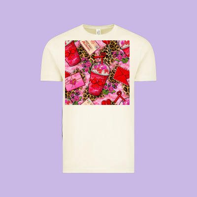 Valentines Day Coffee Cups And Love Letter With Xoxo And Leopard Seaml Vintage Tee Designed By Bundleandbundleshop