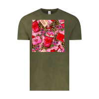 Vintage Olive valentines day coffee cups and love letter with xoxo and leopard seaml Vintage Tee - BundleAndBundleShop