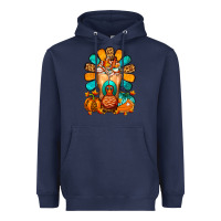 Navy Thanksgiving Cold Drink Frappe Heavyweight Hoodie - FaDigitalArtStudio