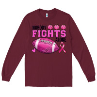 Burgundy Nobody Fights Alone Breast Cancer Long Sleeve Tee - RanaPortraitStore